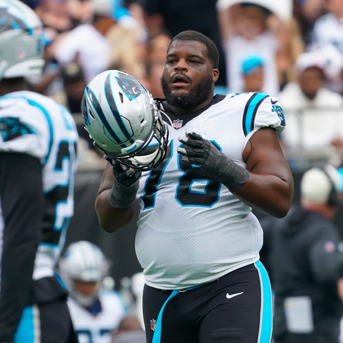 August 26, 2022: Carolina Panthers defensive tackle Marquan McCall (78)  gets by Buffalo Bills