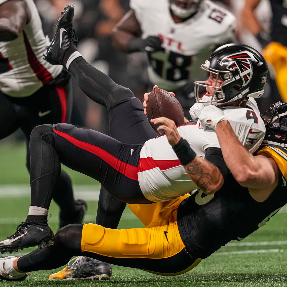 Pittsburgh Steelers wide receiver Calvin Austin III (19) fields a punt  during the first half of an NFL preseason football game against the Atlanta  Falcons, Thursday, Aug. 24, 2023, in Atlanta. The