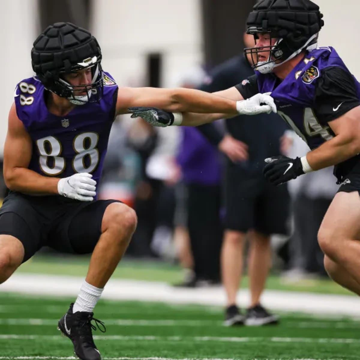 Tampa Bay, Florida, USA, August 26, 2023, Baltimore Ravens Tight End  Charlie Kolar #88 makes a run in the first quarter at Raymond James  Stadium. (Photo by Marty Jean-Louis/Sipa USA) Credit: Sipa