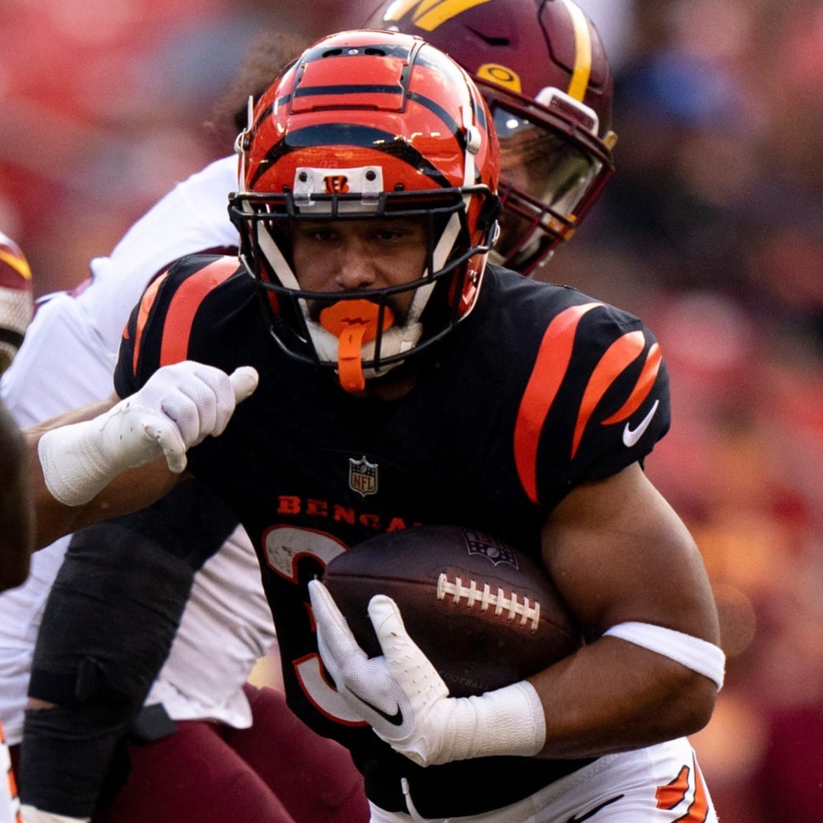 Cincinnati Bengals guard Jackson Carman (79) looks to make a block during  an NFL football game against the Cleveland Browns, Sunday, Jan. 9, 2022, in  Cleveland. (AP Photo/Kirk Irwin Stock Photo - Alamy