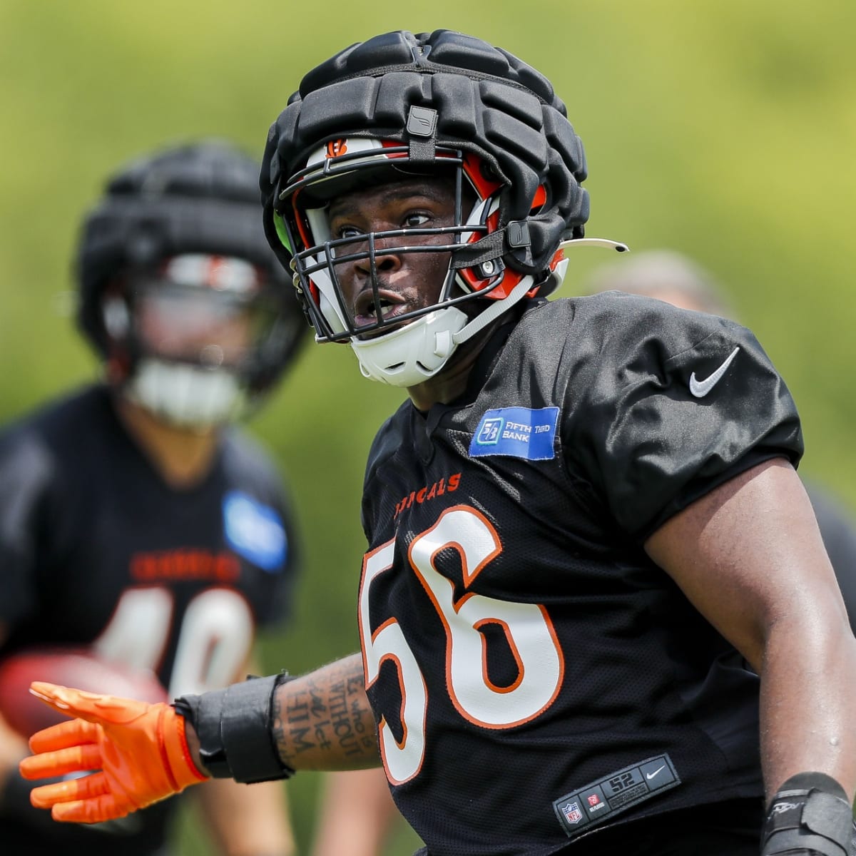 Cincinnati Bengals defensive end Raymond Johnson III drops back to defend  during the second half of an NFL preseason football game between the Cincinnati  Bengals and the Washington Commanders, Saturday, Aug. 26