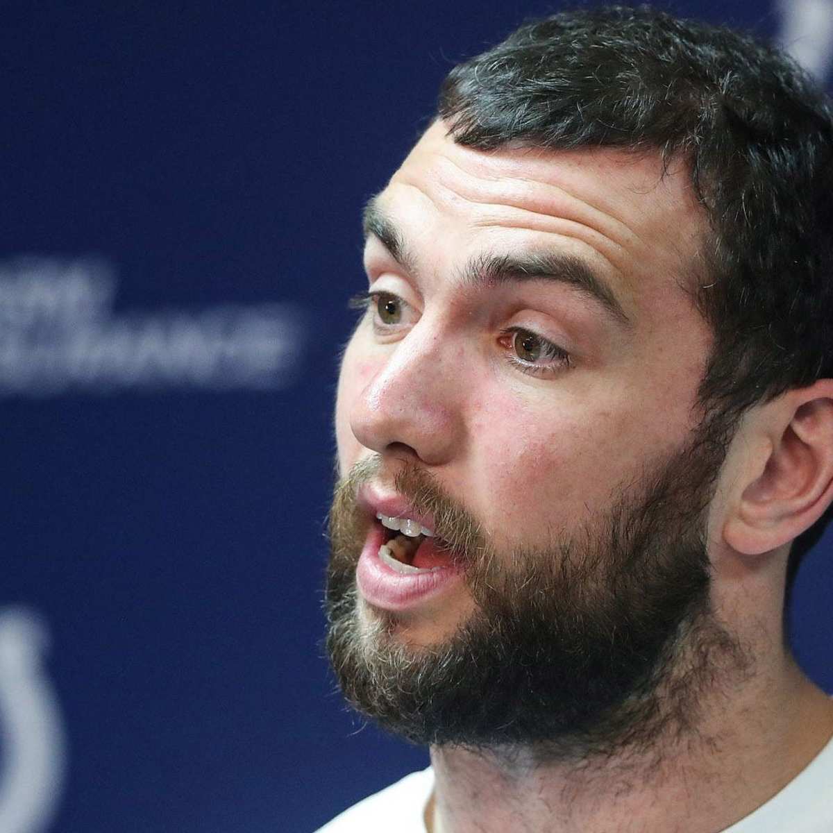 Indianapolis Colts quarterback Andrew Luck (12) reacts after