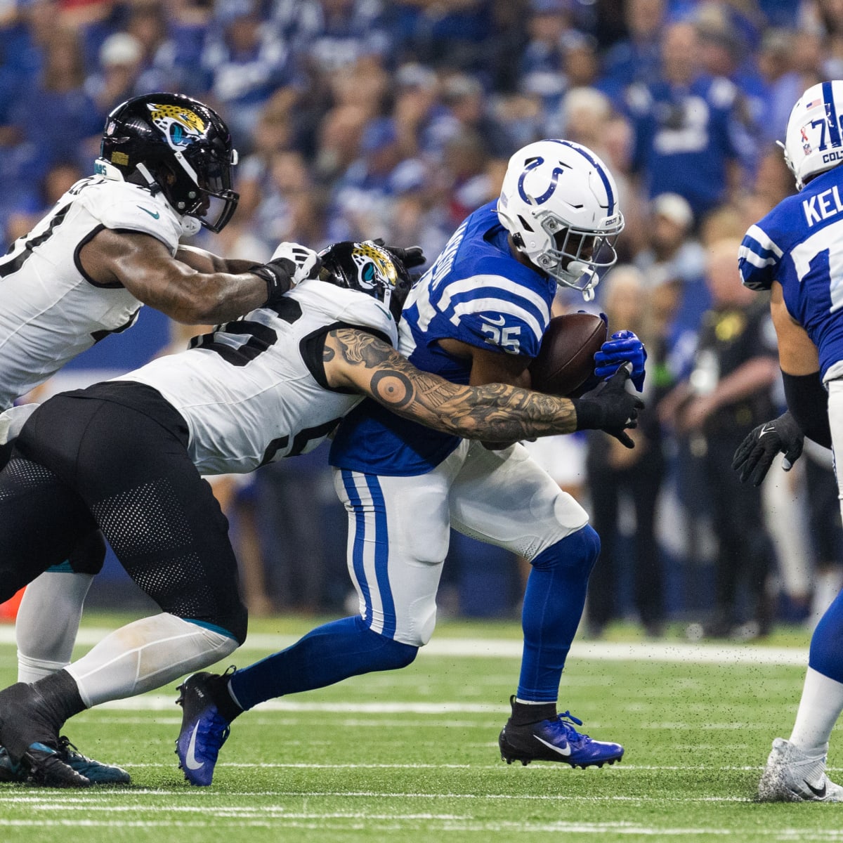 Indianapolis Colts running back Jake Funk (37) runs with the ball