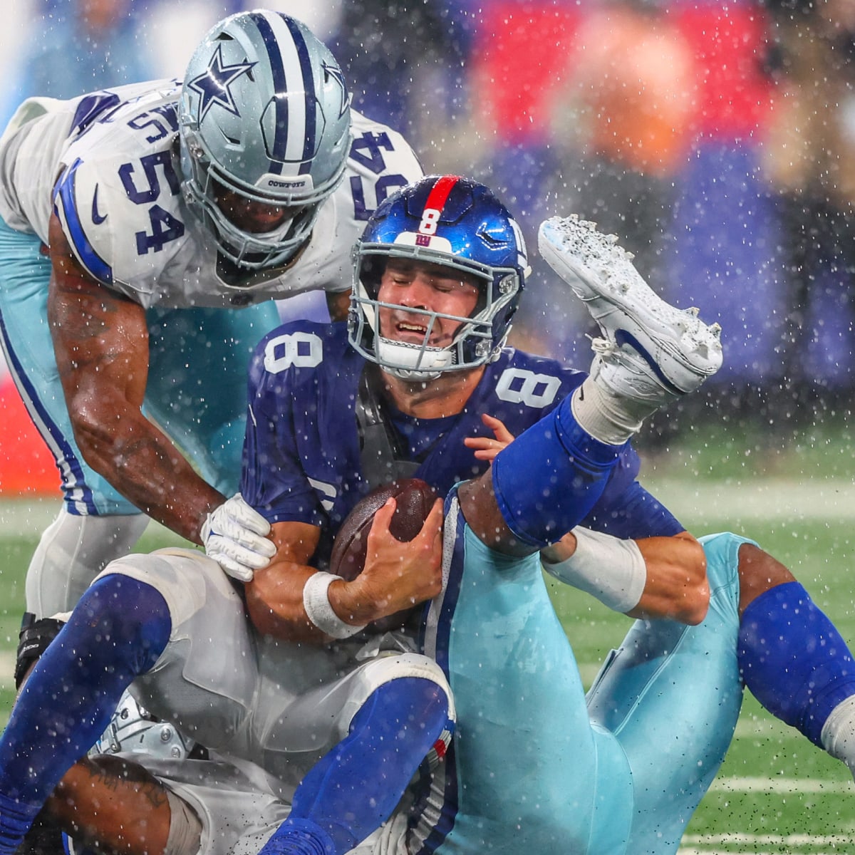 Dallas Cowboys defensive lineman Osa Odighizuwa rains on the New York  Giants' parade for a sack on Giants quarterback Daniel Jones