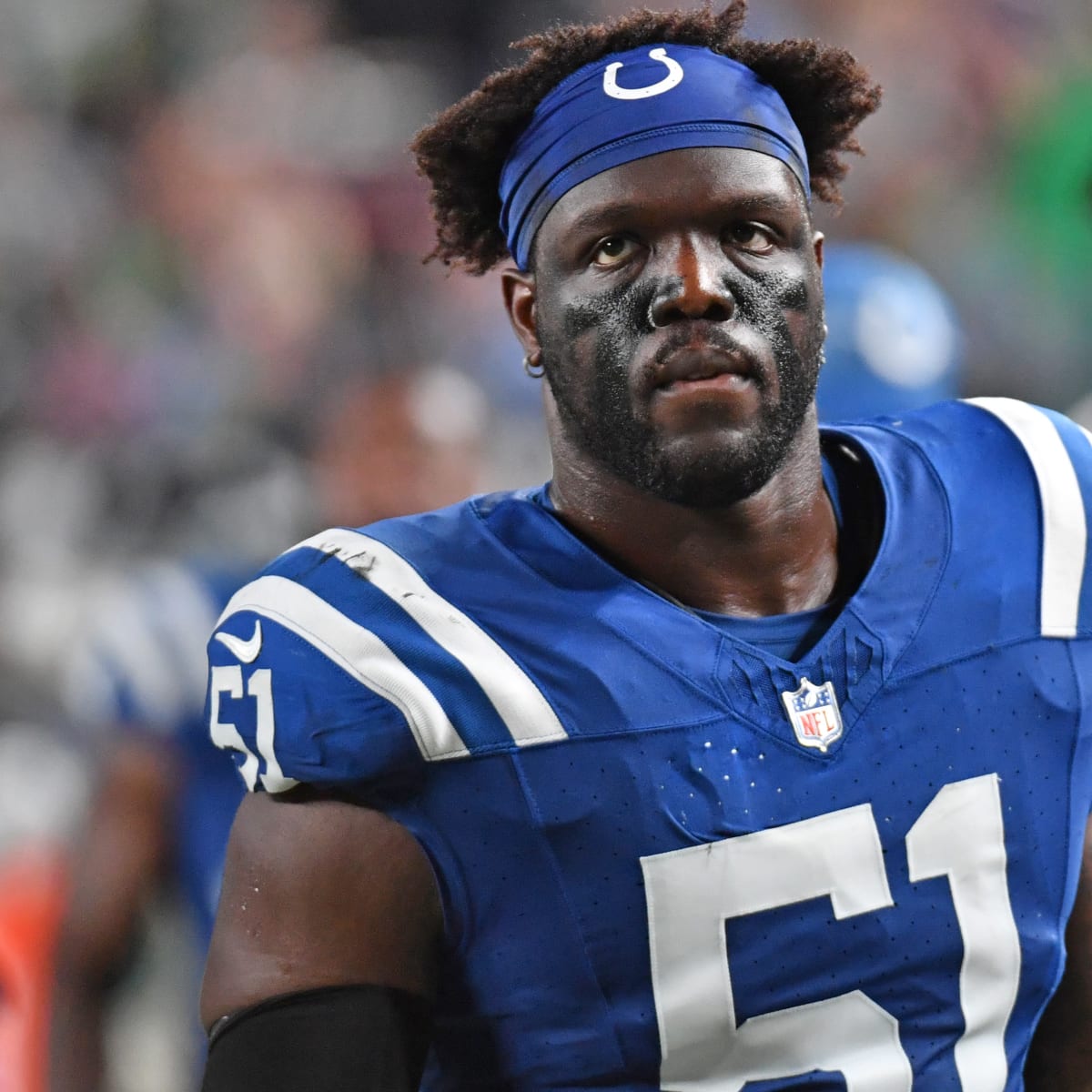 JACKSONVILLE, FL - SEPTEMBER 18: Indianapolis Colts defensive end Kwity  Paye (51) during the game between the Indianapolis Colts and the  Jacksonville Jaguars on September 19, 2022 at TIAA Bank Field in