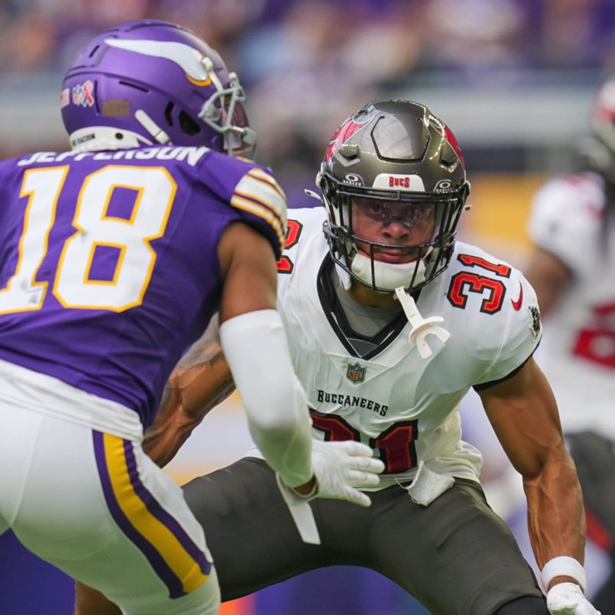 February 3, 2022: Tampa Bay Buccaneers safety Antoine Winfield Jr. (31)  during the NFC Pro Bowl Practice at Las Vegas Ballpark in Las Vegas,  Nevada. Darren Lee/CSM Stock Photo - Alamy