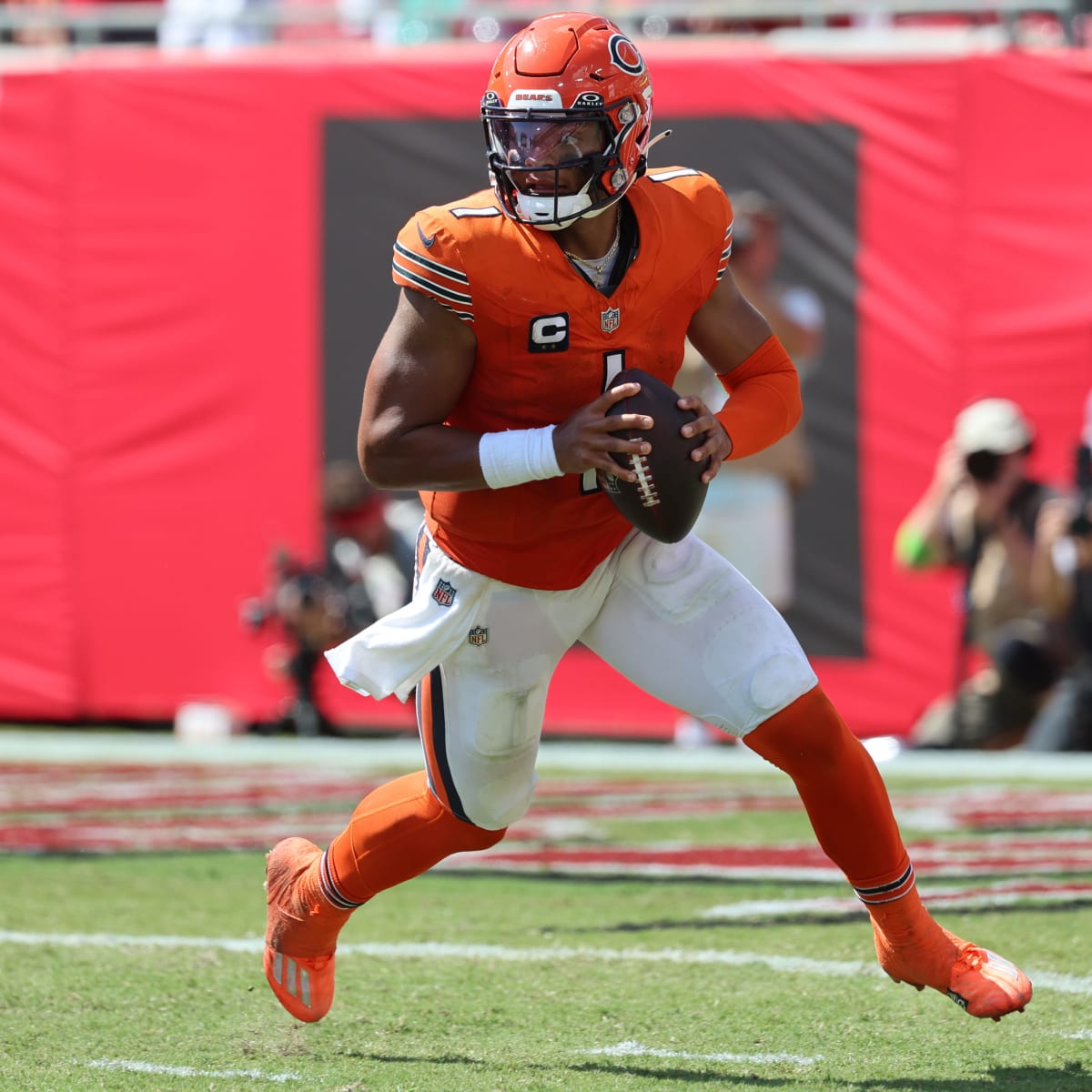 Justin Fields Orange Color rush Chicago Bears Jersey