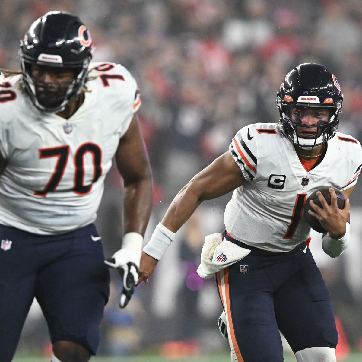 Chicago Bears left tackle Braxton Jones speaks to the possibility