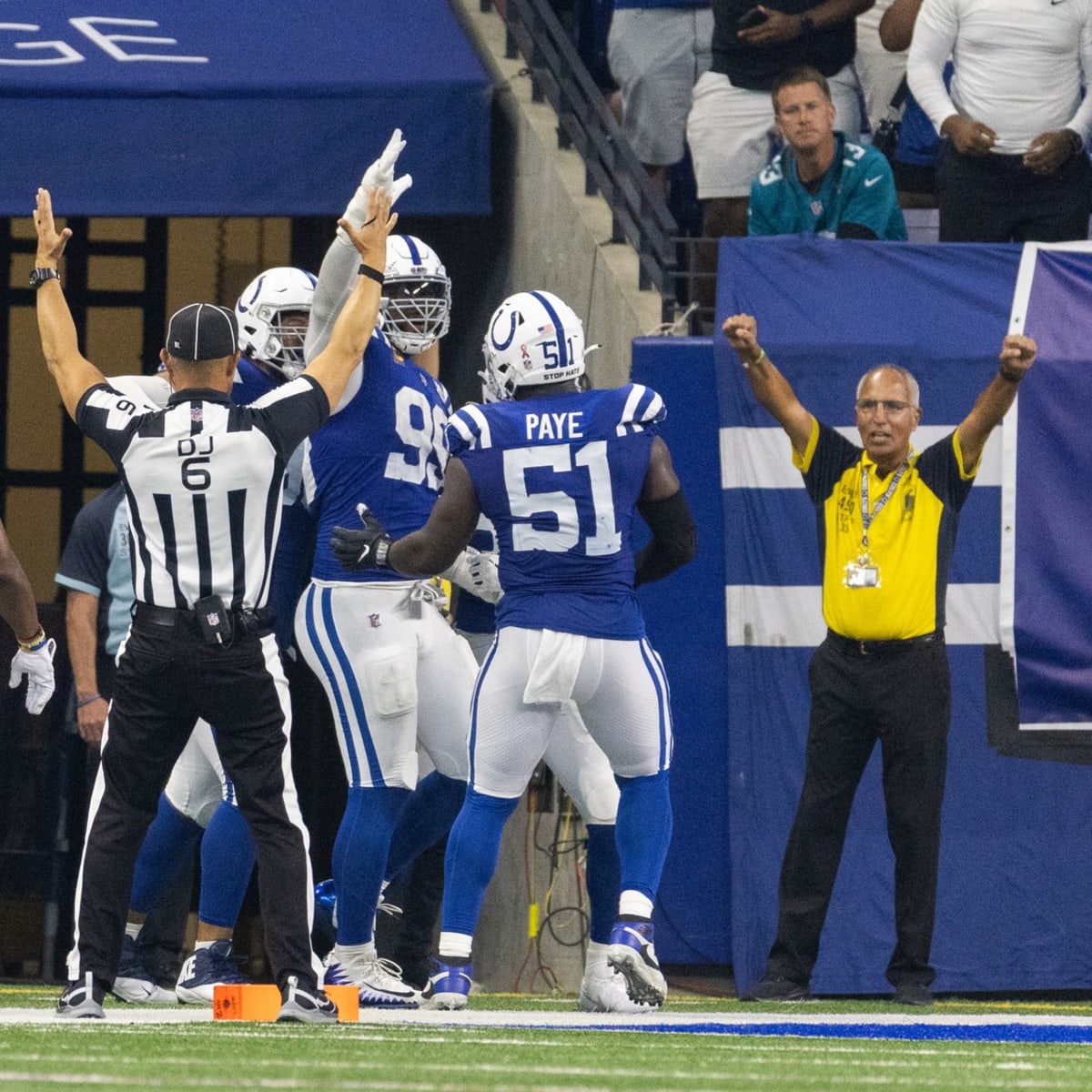 Indianapolis, Indiana, USA. 17th Oct, 2021. Indianapolis Colts defensive  lineman DeForest Buckner (99) pursues the quarterback during NFL football  game action between the Houston Texans and the Indianapolis Colts at Lucas  Oil