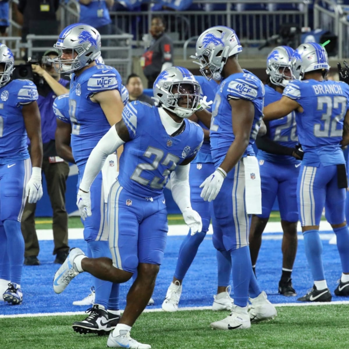 Detroit Lions cornerback Jerry Jacobs walks off the field after