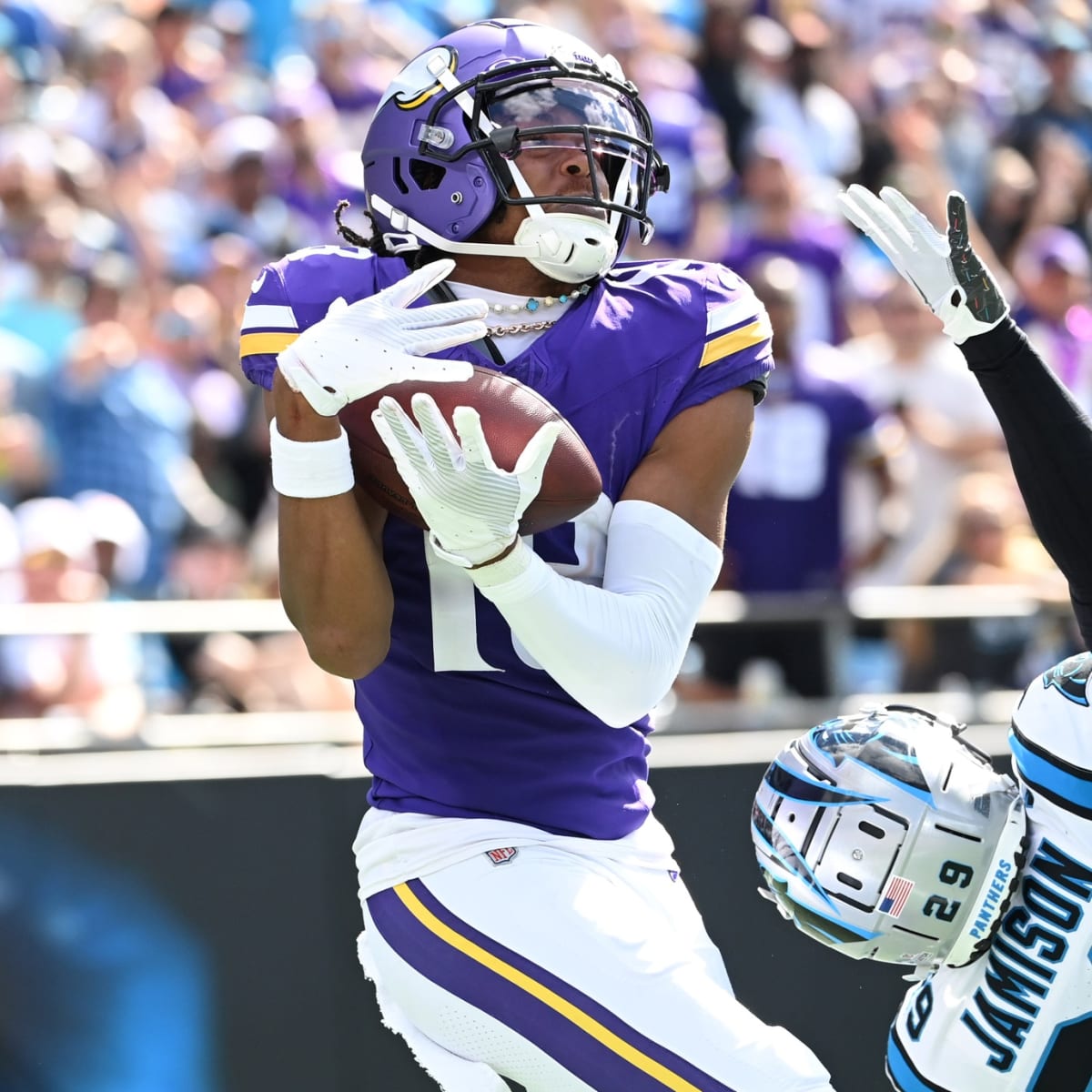 Justin Jefferson of the Minnesota Vikings celebrates a touchdown