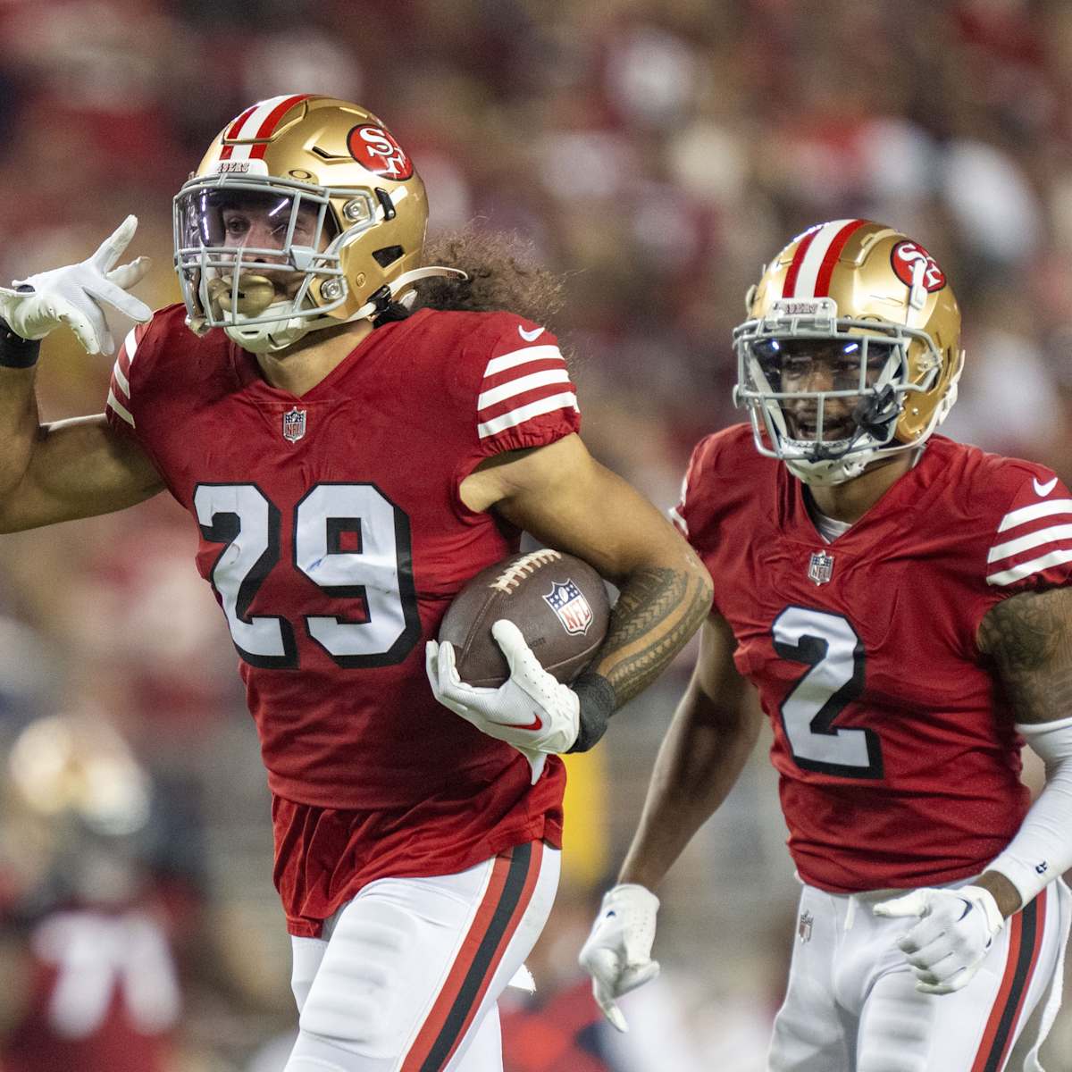 49ers Celebrate Postgame Following 35-16 Win Over Cardinals 