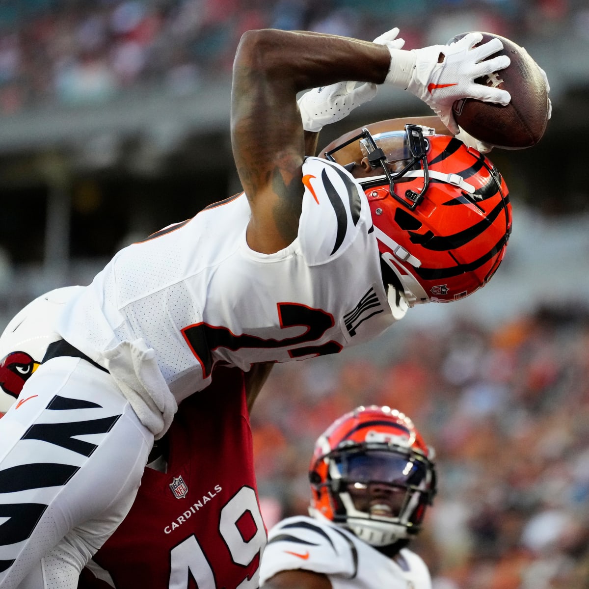 Arizona Cardinals safety Tae Daley (48) in action as the Arizona Cardinals  played the Cincinnati Bengals in an NFL football preseason game in  Cincinnati, Friday, Aug. 12, 2022. The Cardinals won 36-23. (