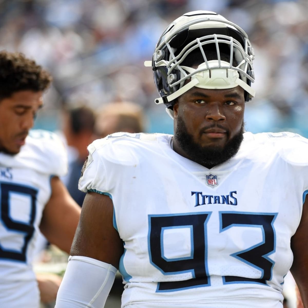 Tennessee Titans' Teair Tart reacts to getting kicked out of practice