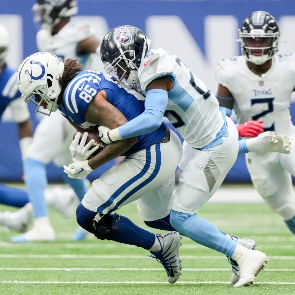 Tennessee Titans cornerback Kristian Fulton warms up before an NFL football  game against the Jacksonville Jaguars, Saturday, Jan. 7, 2023, in  Jacksonville, Fla. (AP Photo/Phelan M. Ebenhack Stock Photo - Alamy