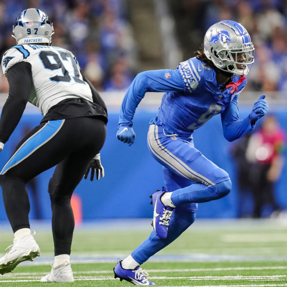 Detroit Lions wide receiver Amon-Ra St. Brown (14) runs a route against the  Miami Dolphins during an NFL football game, Sunday, Oct. 30, 2022, in  Detroit. (AP Photo/Rick Osentoski Stock Photo - Alamy