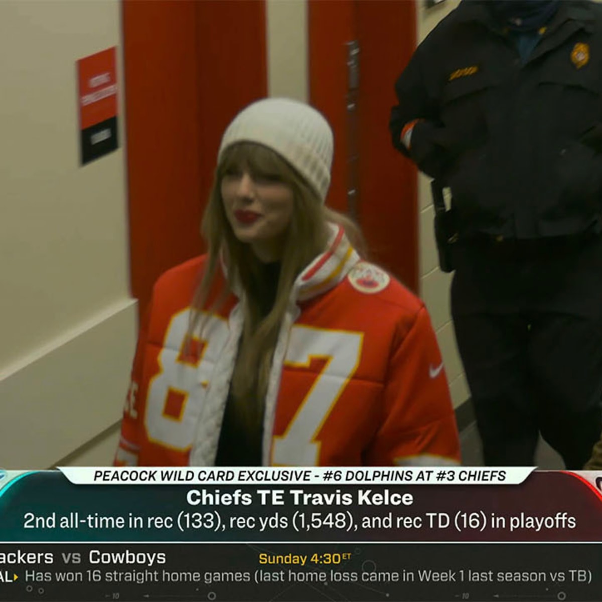 Taylor Swift wears custom Chiefs coat made by 49ers wife