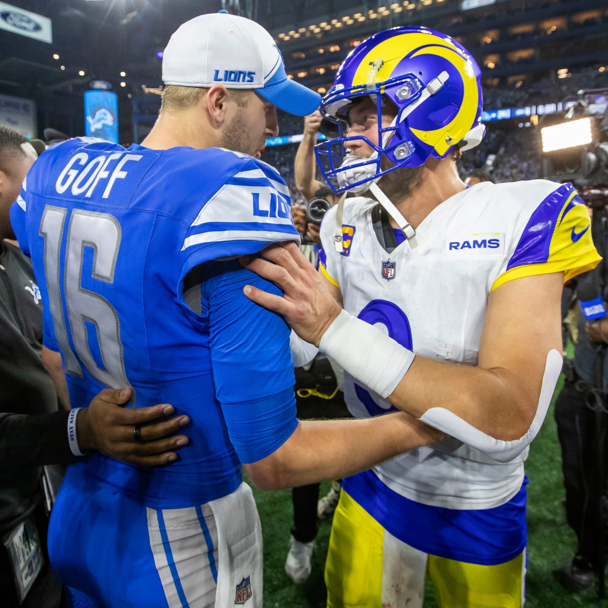 Go Win It All!' Matthew Stafford to Jared Goff after Los Angeles Rams vs.  Detroit Lions Wild Card Playoff Game - Sports Illustrated LA Rams News,  Analysis and More