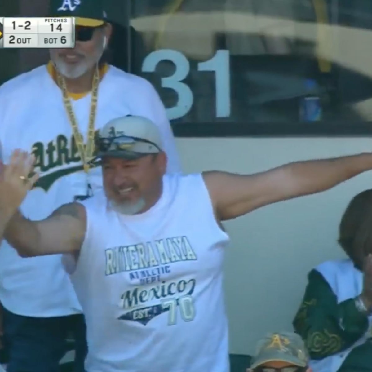 A's fan makes back-to-back foul ball catches 