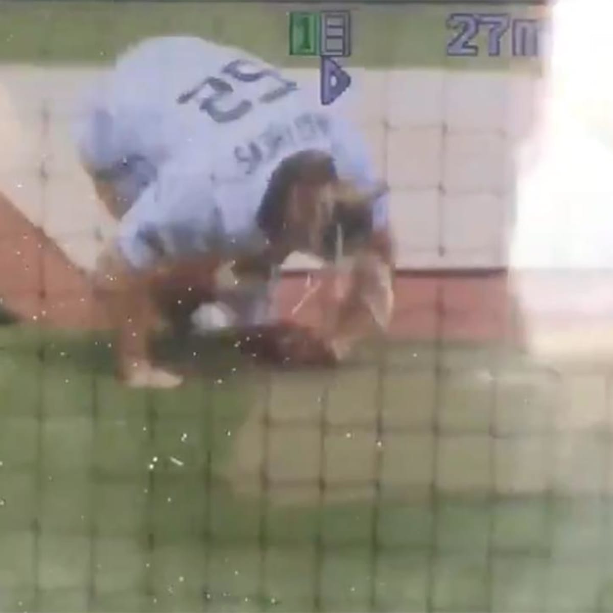 Green Bay Packers Clay Mathews takes line drive to face