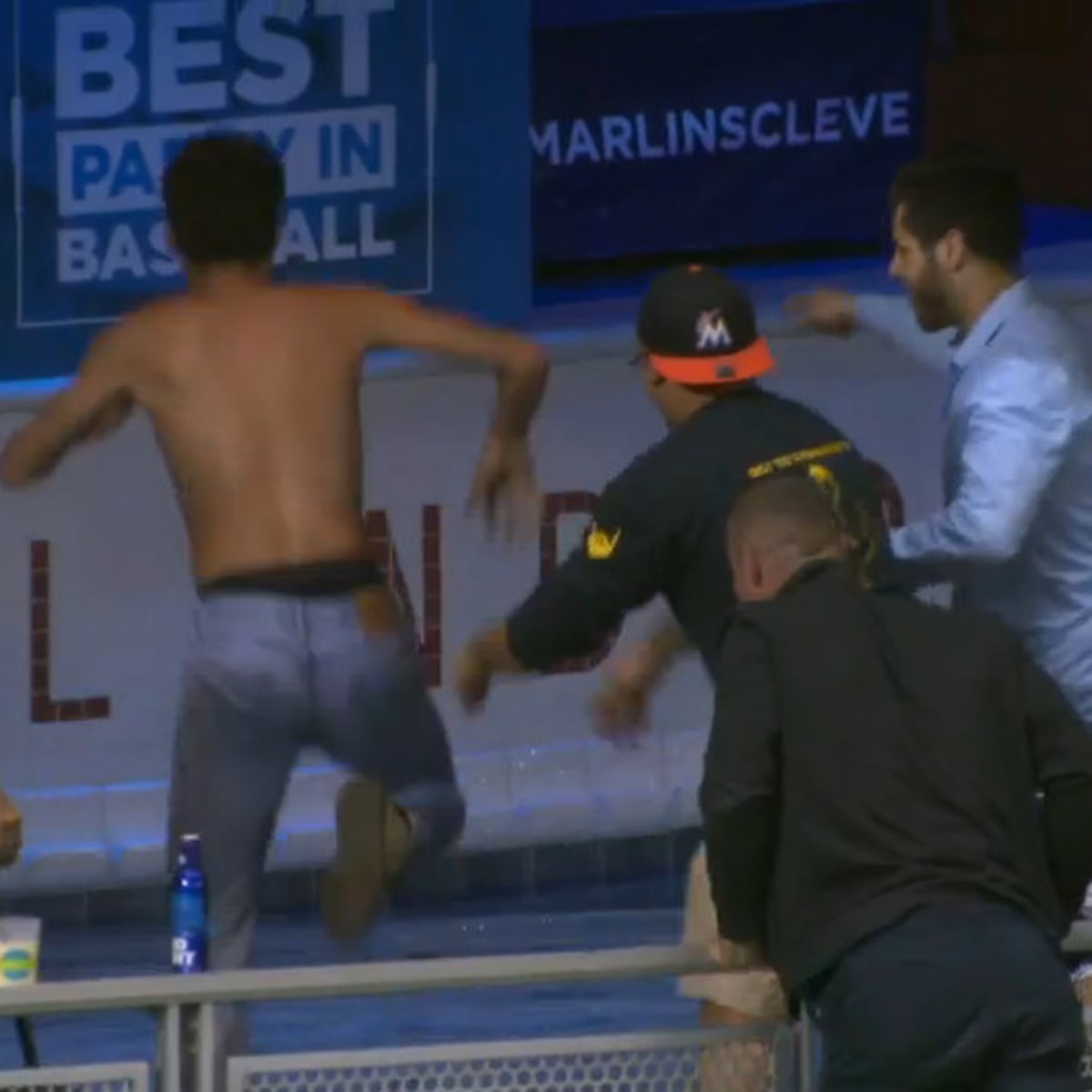 Would YOU have jumped in the pool for this baseball at Marlins