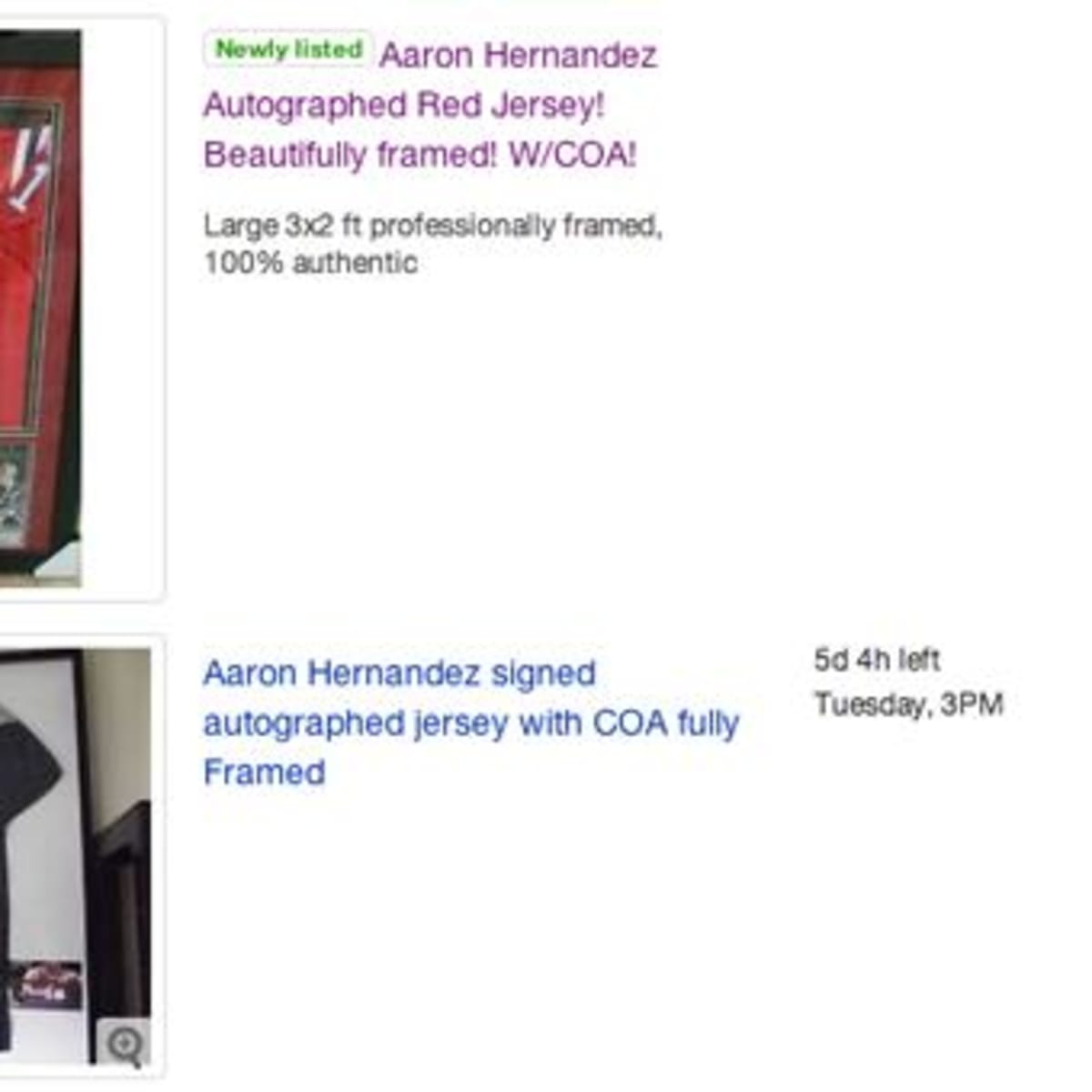 Aaron Hernandez jerseys are selling for $250 on