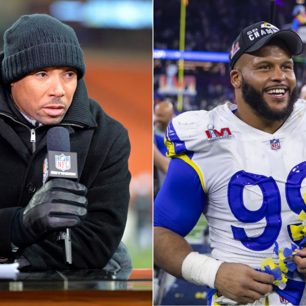 Aaron Donald told NBC's Rodney Harrison he might retire with Super Bowl win