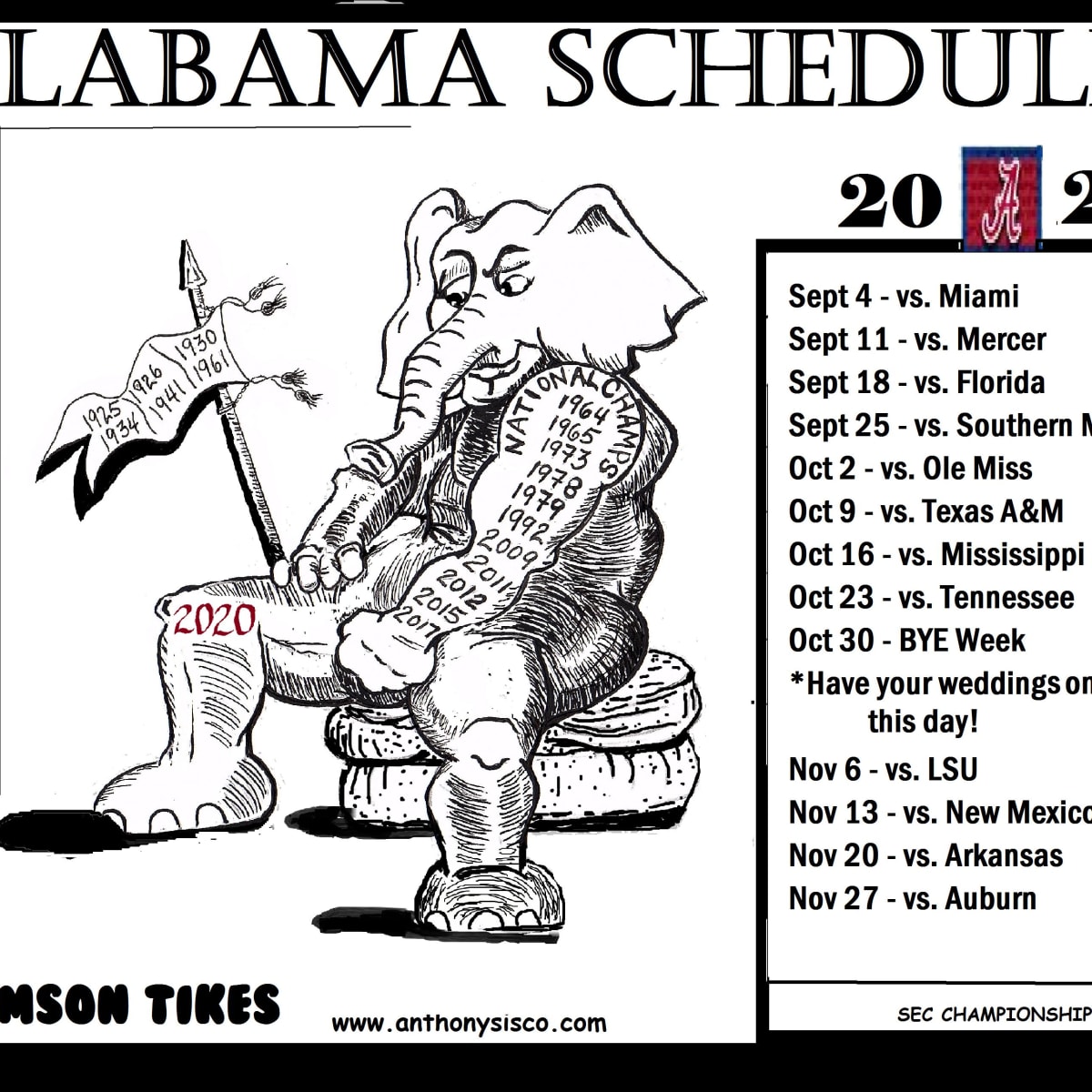 Alabama Football: Downloadable 2021 Crimson Tide football schedule.