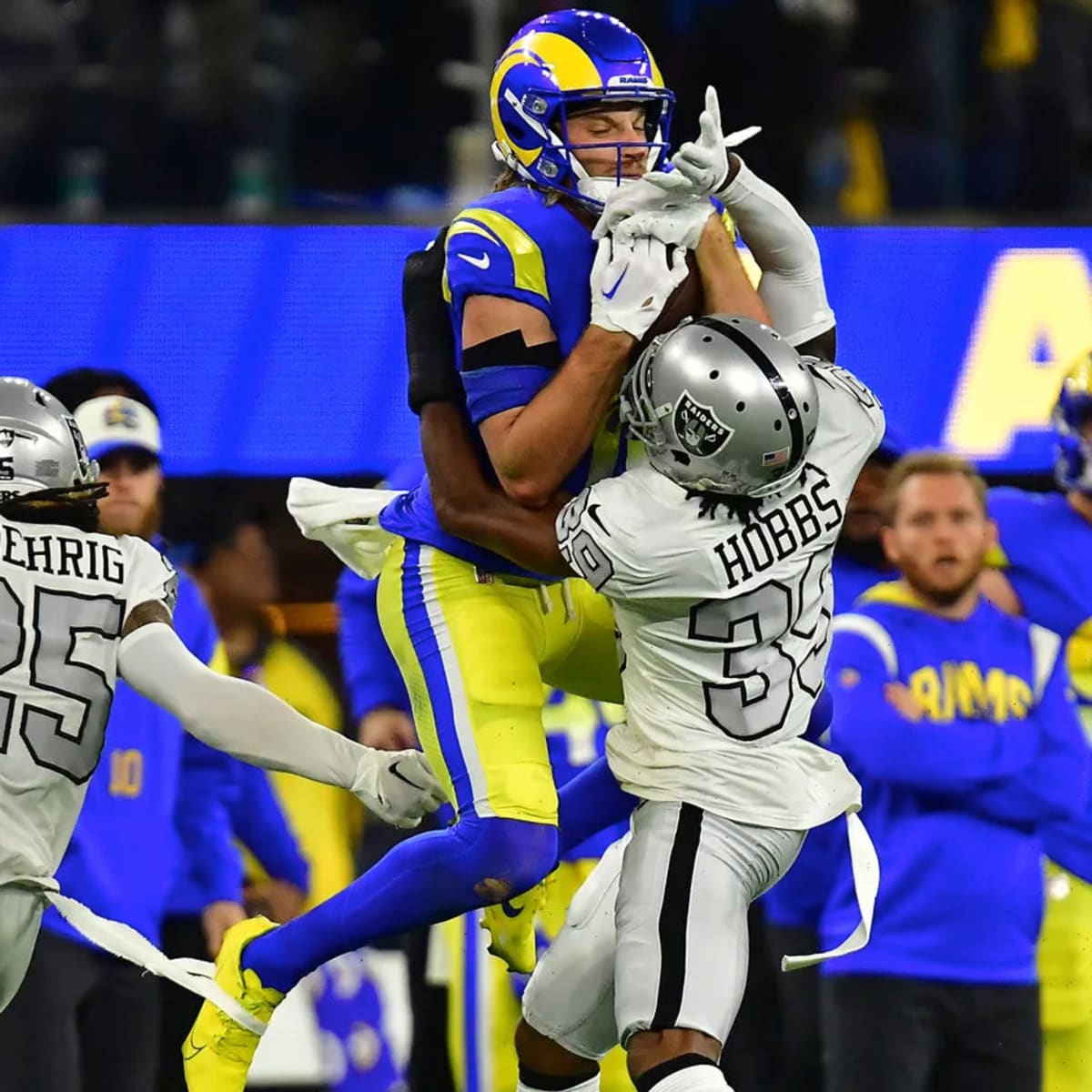 Los Angeles Rams Trail Las Vegas Raiders at Halftime, But QB Baker Mayfield  Solid in LA Debut - Sports Illustrated LA Rams News, Analysis and More