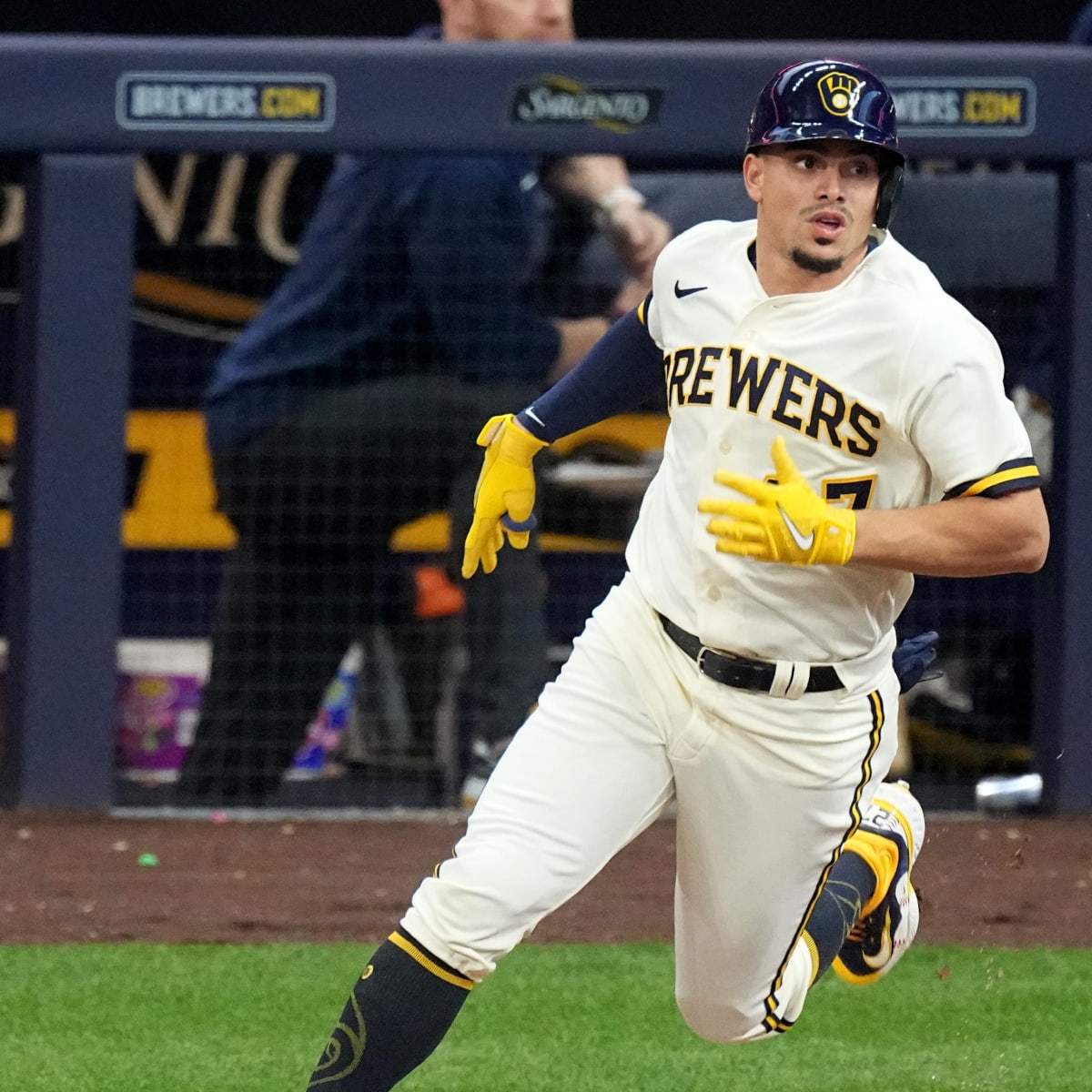 Willy Adames gets drenched after his game-winning RBI