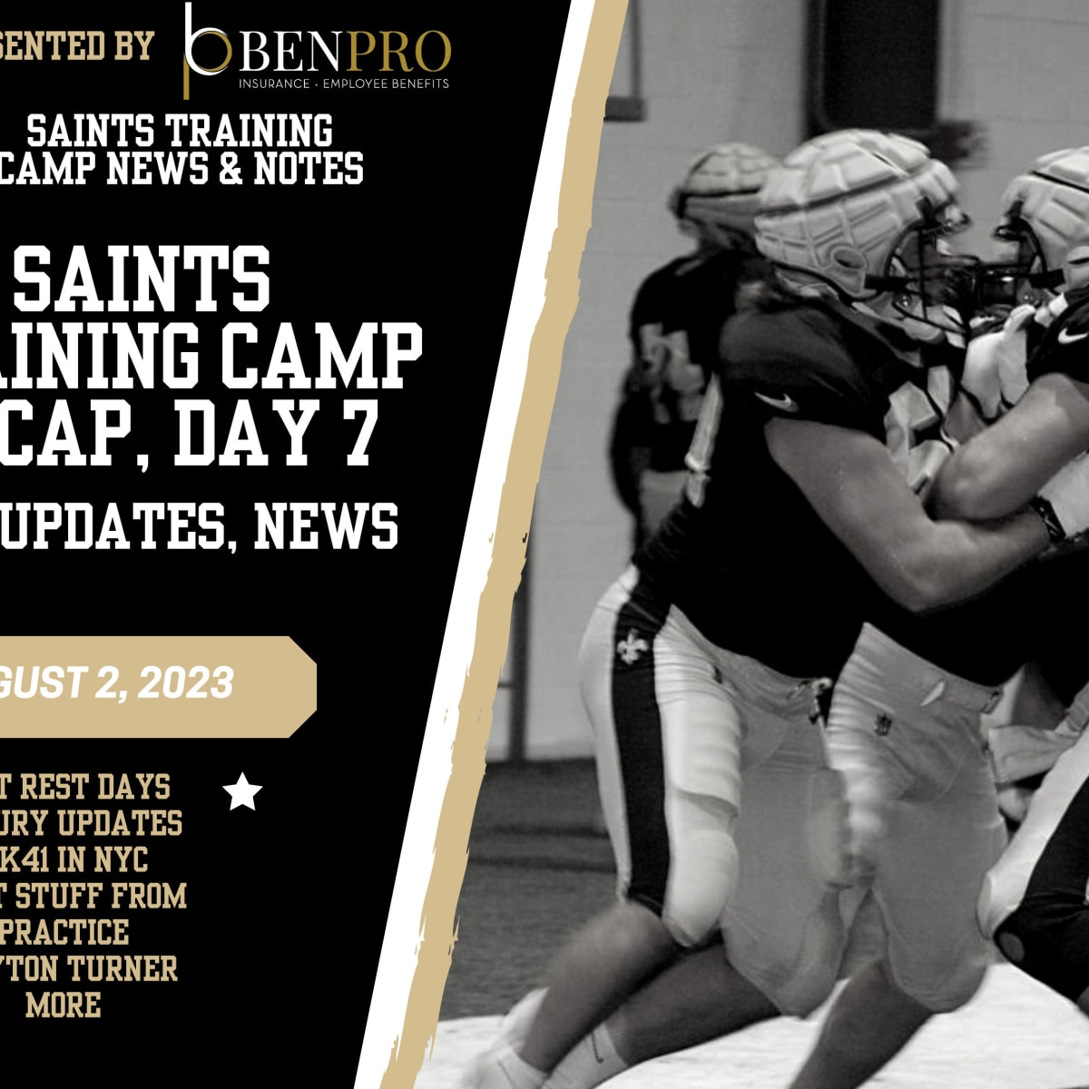 Intensity turns up as Saints have first day in full pads at training camp