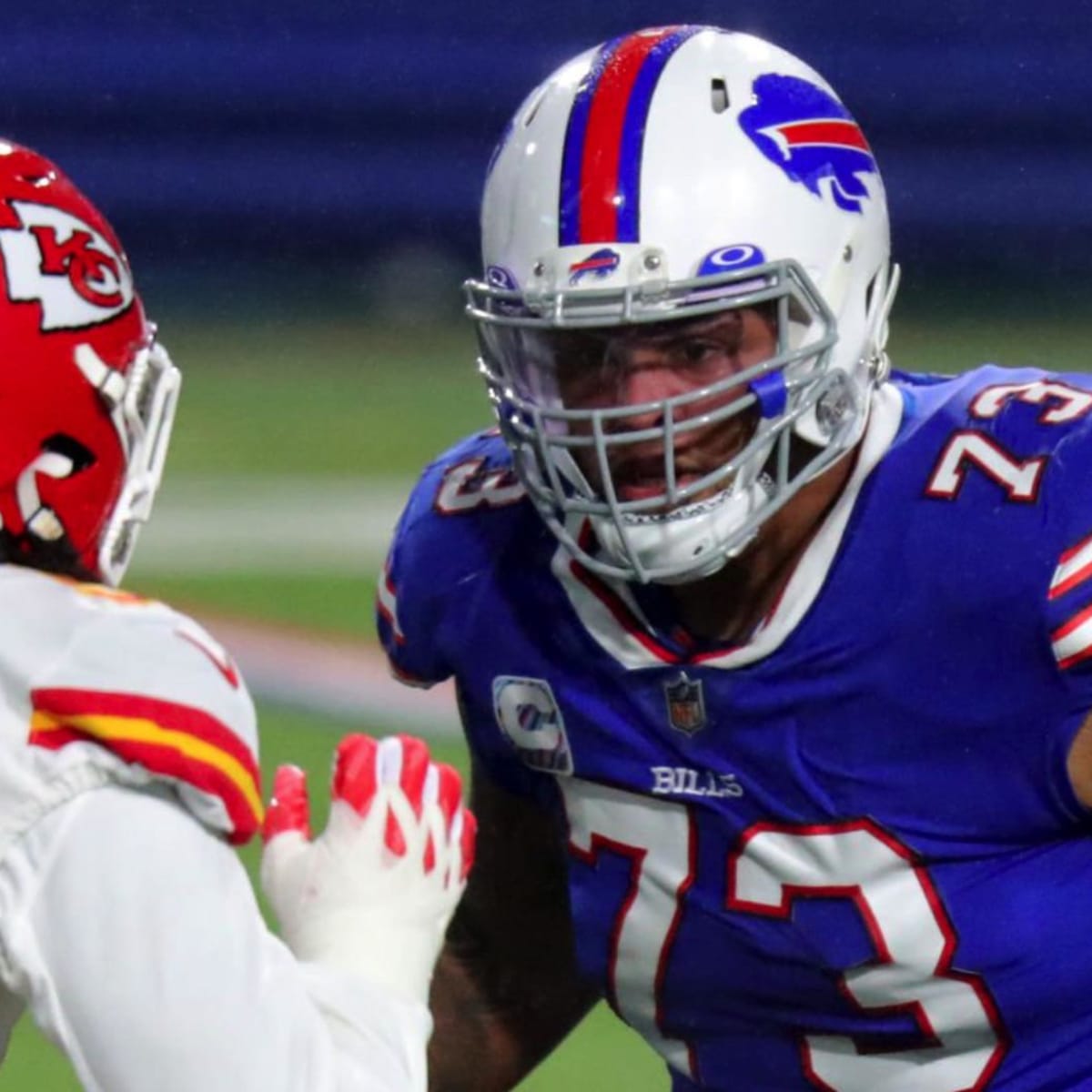 Buffalo Bills' Dion Dawkins rocks Sabres jersey on game day