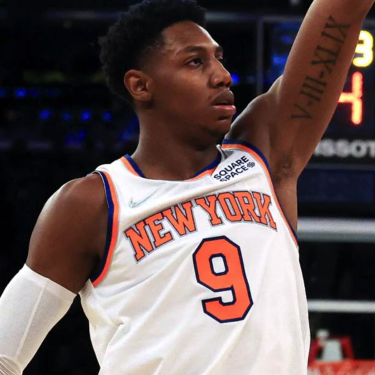 RJ Barrett New York Knicks Game-Used #9 White Jersey vs. Detroit