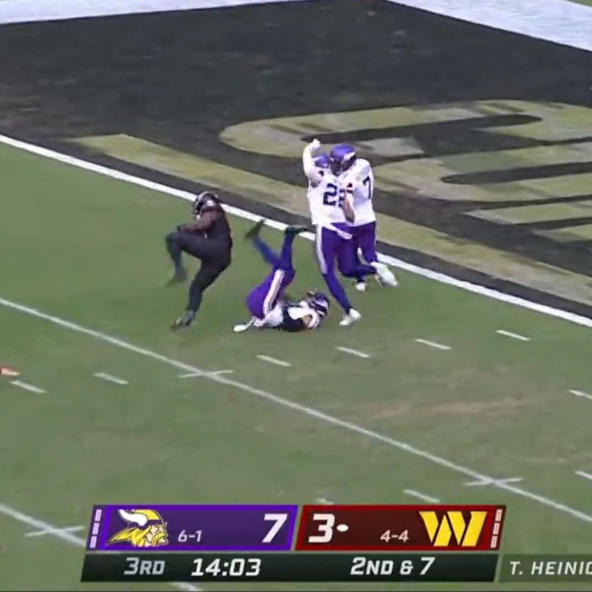 Referee Takes Out Vikings Defender During Wild Commanders Touchdown