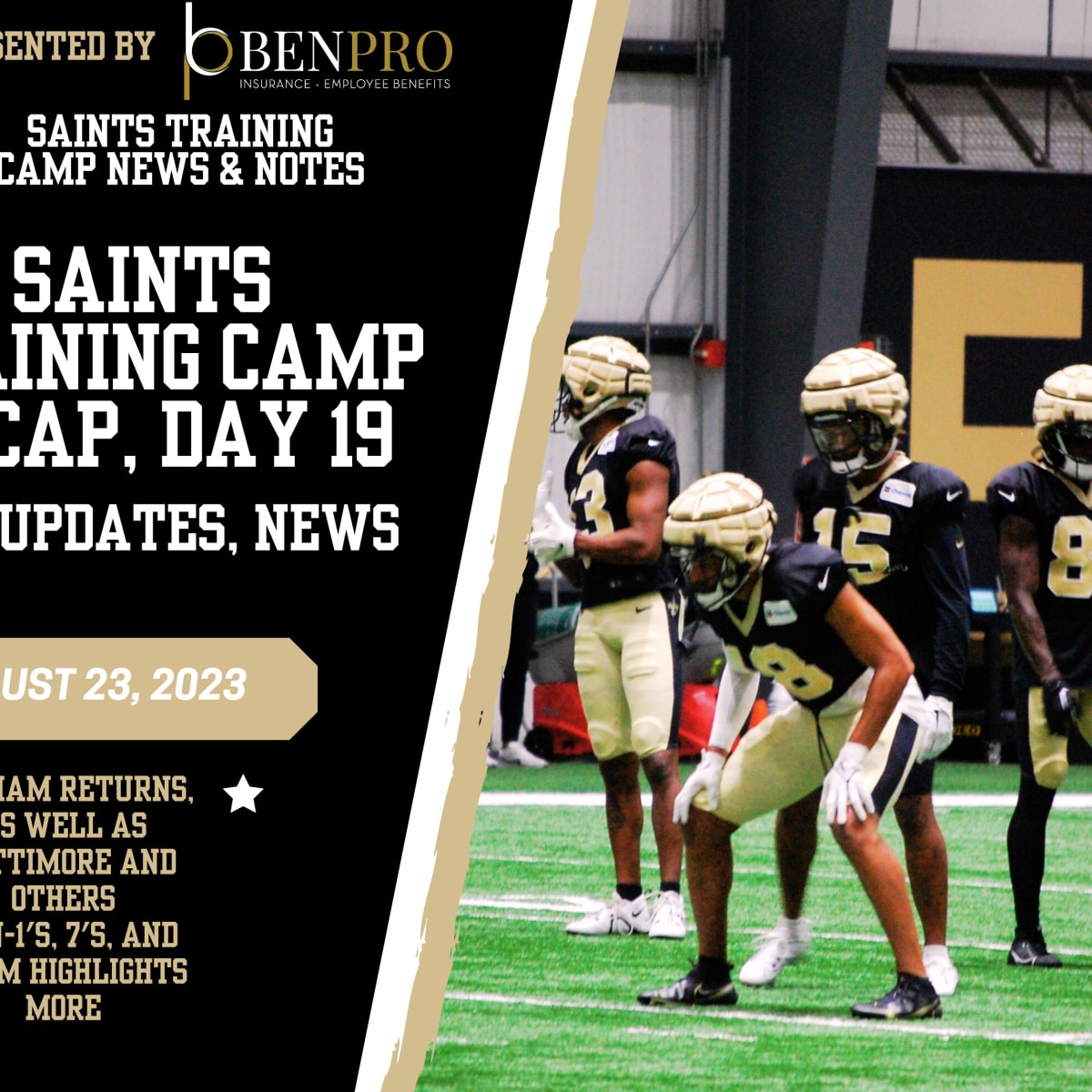 Intensity turns up as Saints have first day in full pads at training camp