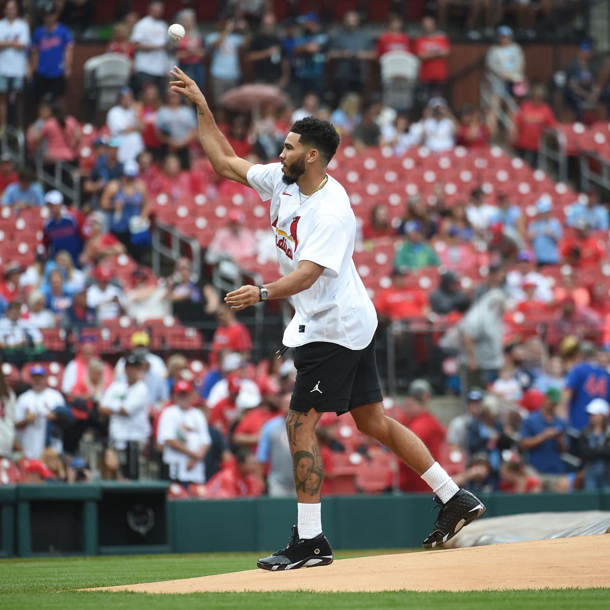 Jayson Tatum Wears Unreleased Air Jordans at St. Louis Cardinals