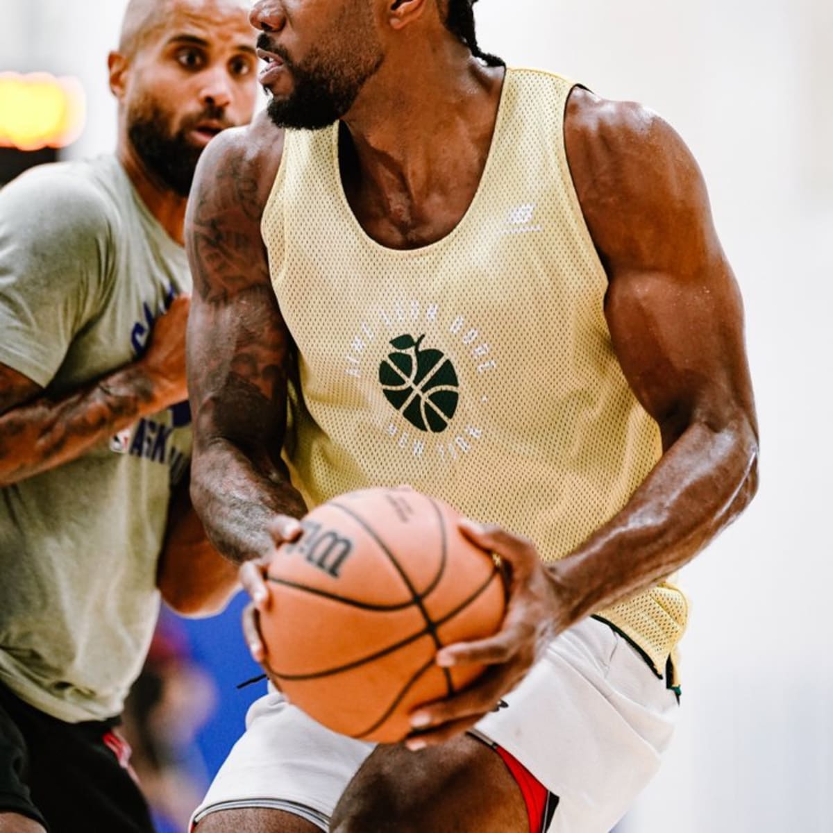 Kawhi Leonard Trains in Aime Leon Dore x New Balance Jersey