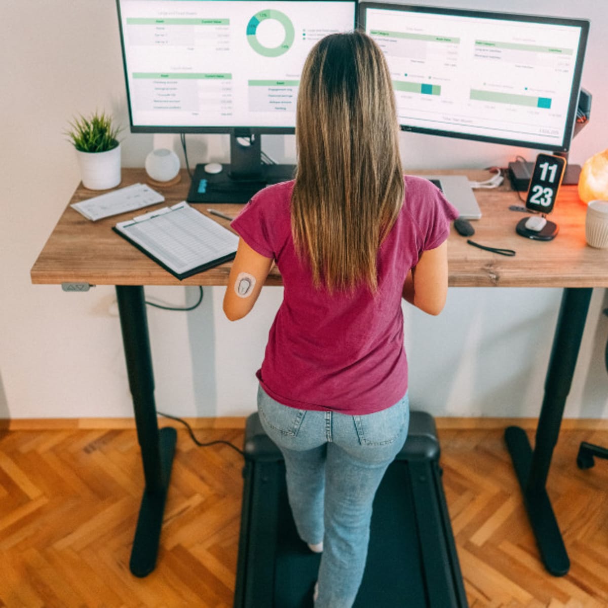 Office treadmill under online desk