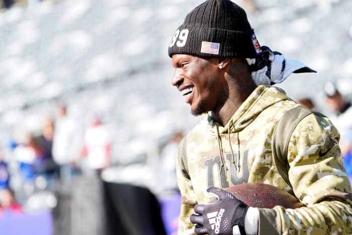 New York Giants wide receiver Kadarius Toney (89) on the field for warmups at MetLife Stadium on Sunday, Nov. 7, 2021, in East Rutherford.