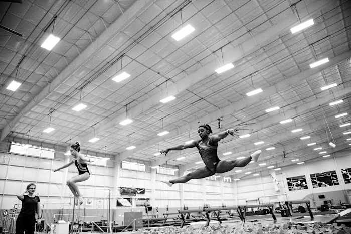 Biles training at the gym in Spring, Texas, in 2016.