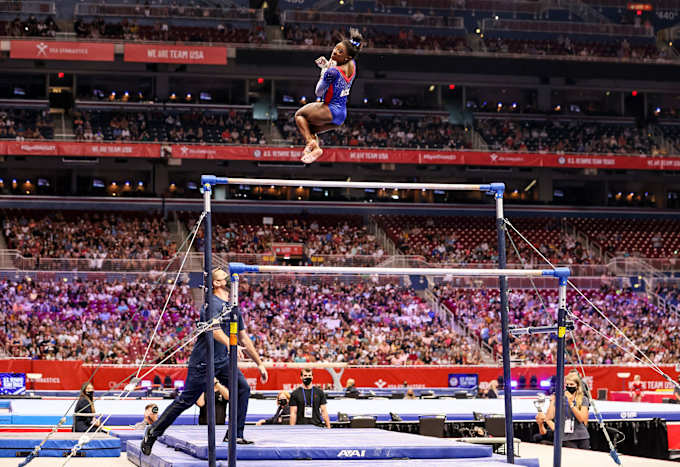 Biles at the 2021 U.S. Olympic Trials.