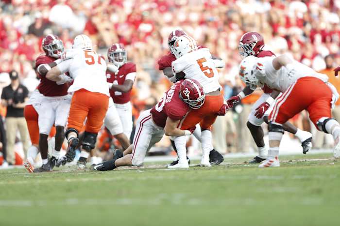 Drew Sanders makes a hit against Mercer