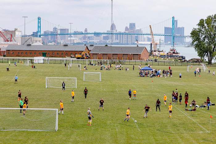 The Detroit City Futbol League, a coed adult circuit, predates the club's senior team and includes volunteering incentives that can impact the standings.