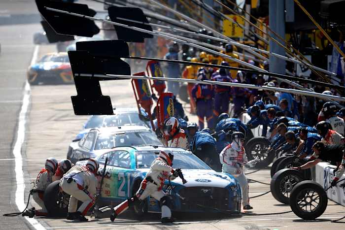 Harrison Burton, driver of the No. 21 Menards/Dutch Boy Ford, pits during Sunday's NASCAR Cup Series Federated Auto Parts 400 at Richmond Raceway. (Photo by Jared C. Tilton/Getty Images)