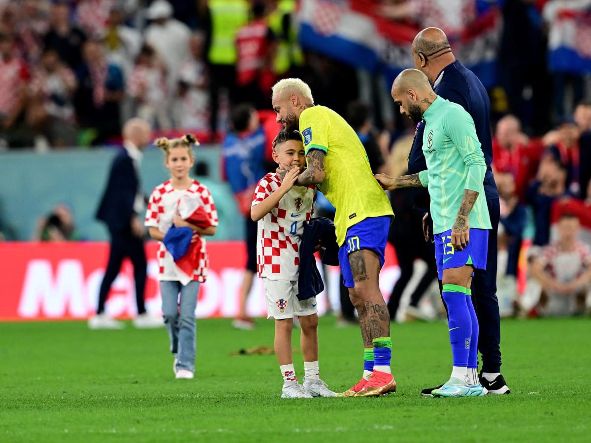 Tearful Neymar consoled by son of Croatia star Ivan Perisic