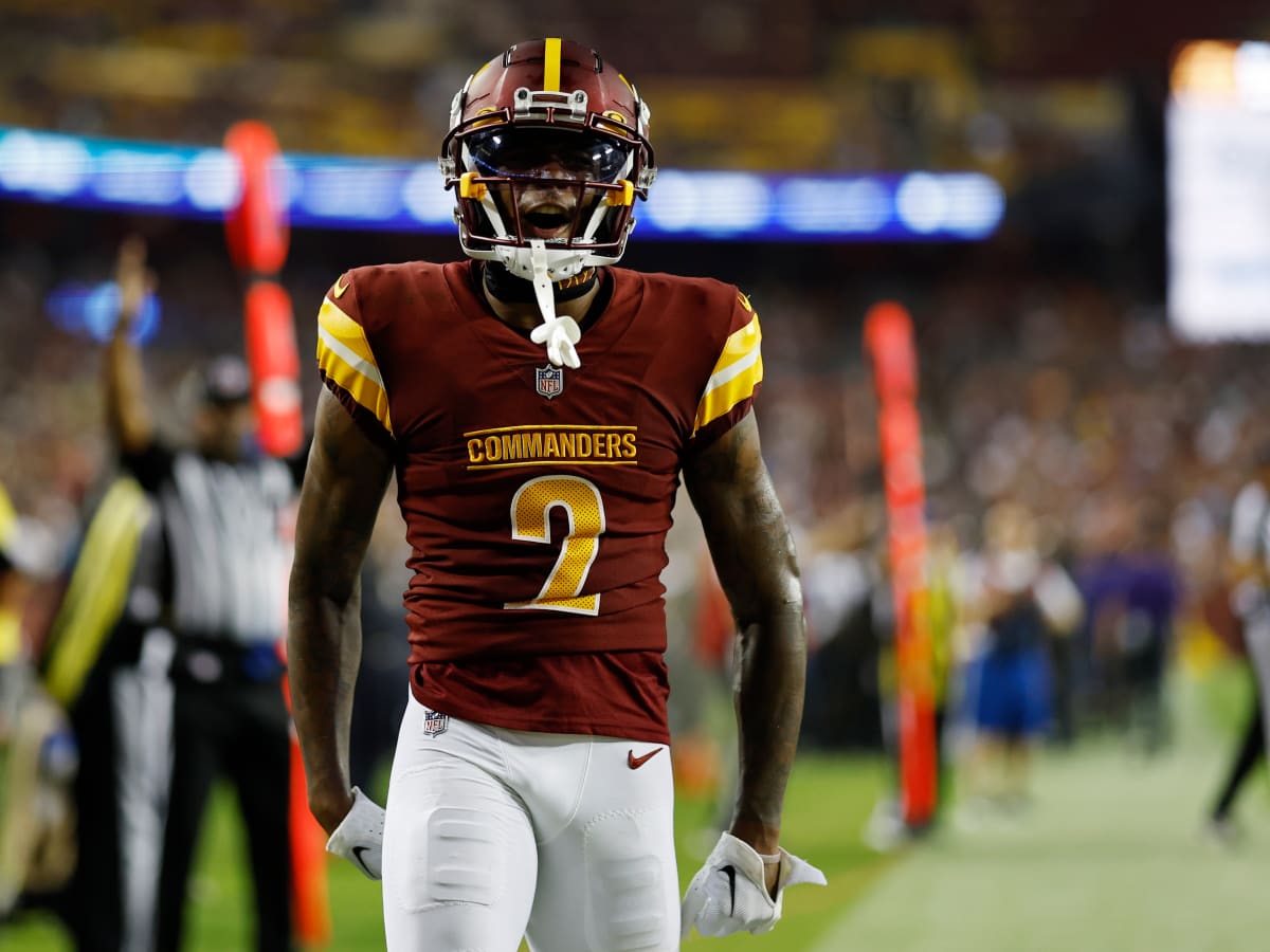 Washington Commanders WR Dyami Brown (2) catches a pass while