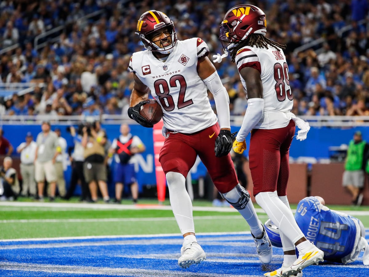 Washington Commanders tight end Logan Thomas (82) runs during an NFL  football game against the Philadelphia Eagles, Sunday, Sept. 25, 2022 in  Landover, Md. (AP Photo/Daniel Kucin Jr Stock Photo - Alamy