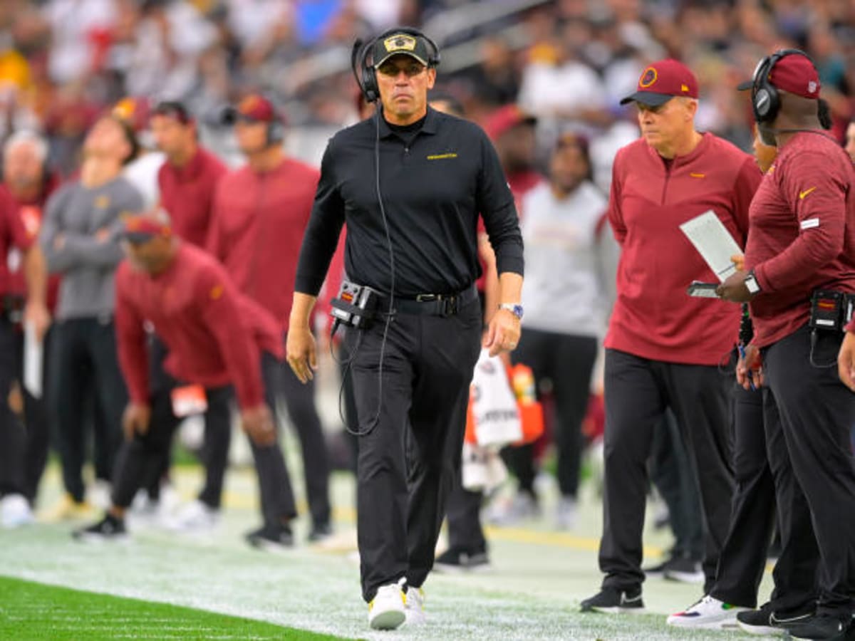 HOUSTON, TX - NOVEMBER 20: Washington Commanders head coach Ron Rivera  looks on from the sideline during first half action during the football  game between the Washington Commanders and Houston Texans at