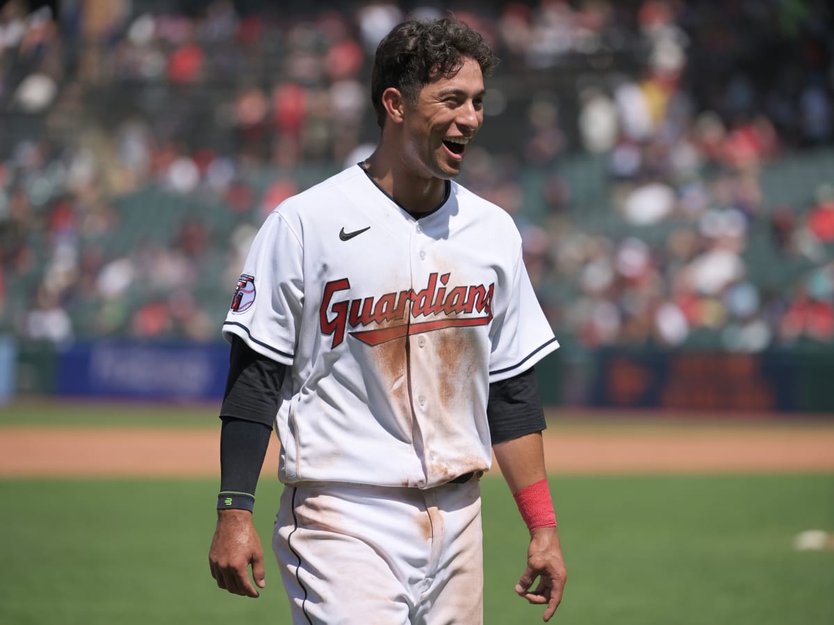 Cleveland Guardians third baseman Tyler Freeman throws out Detroit