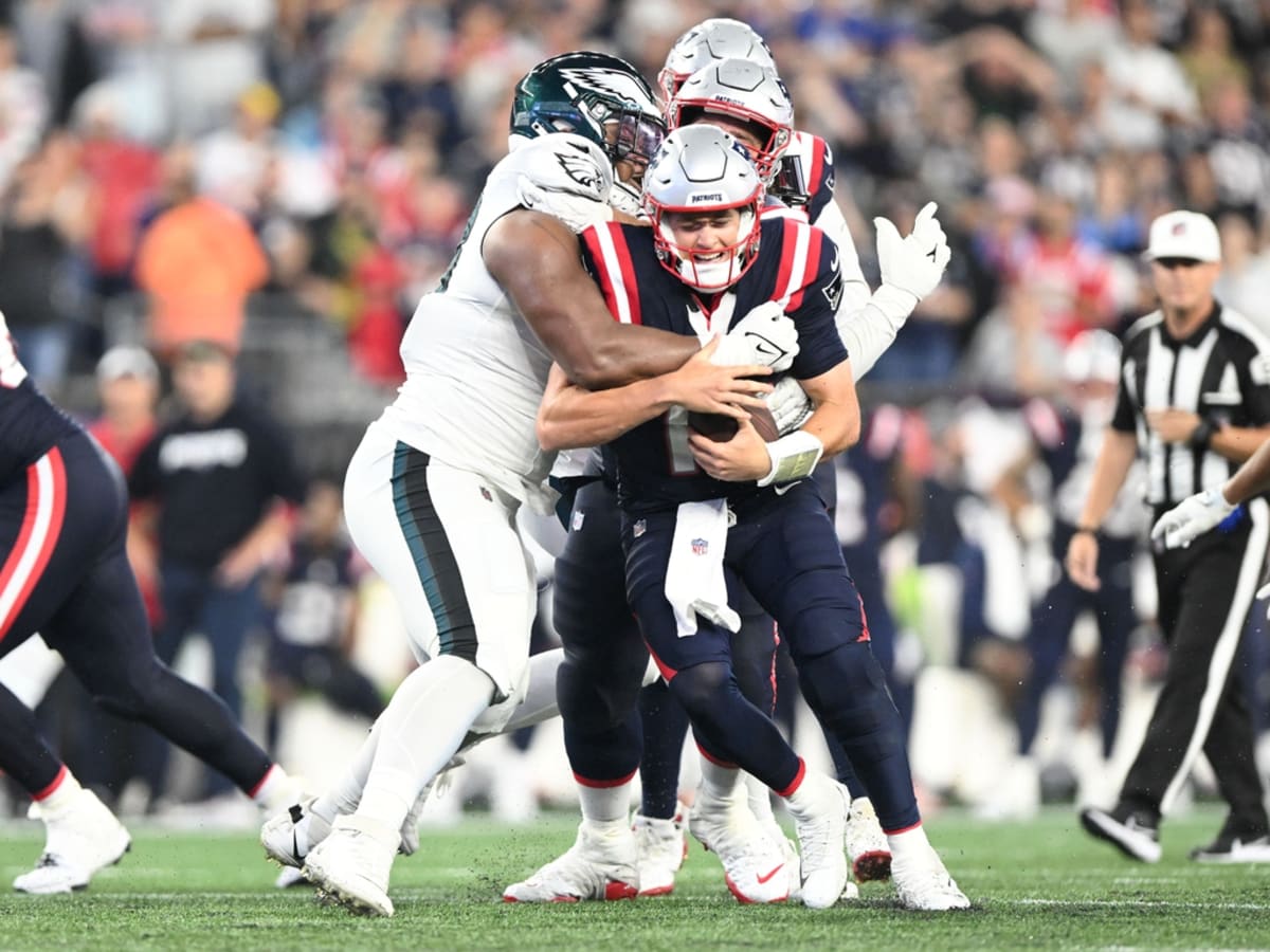 New England Patriots Mac Jones Throws Pick 6; Early 16-0 Deficit vs. Eagles  - Sports Illustrated New England Patriots News, Analysis and More